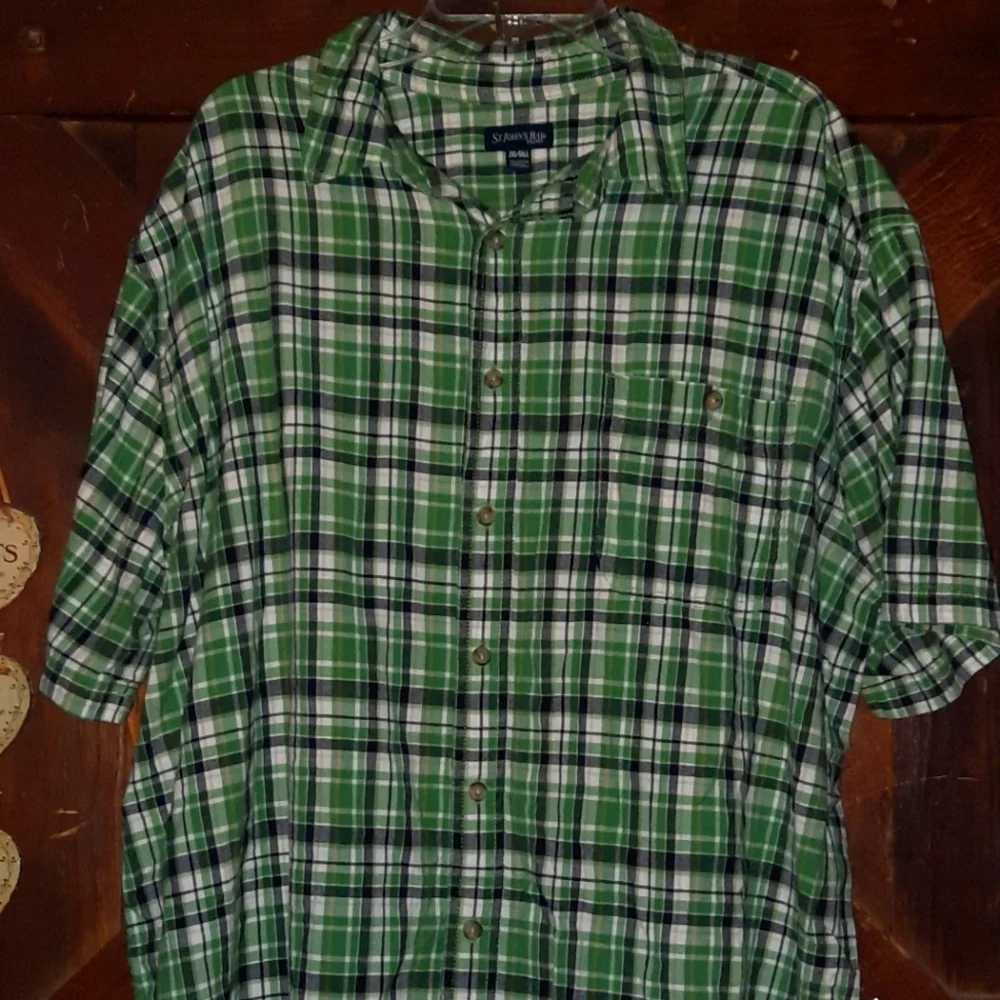 🍀3/15 St. John Bay Men's Flannel Plaid Shirt - Picture 1 of 6